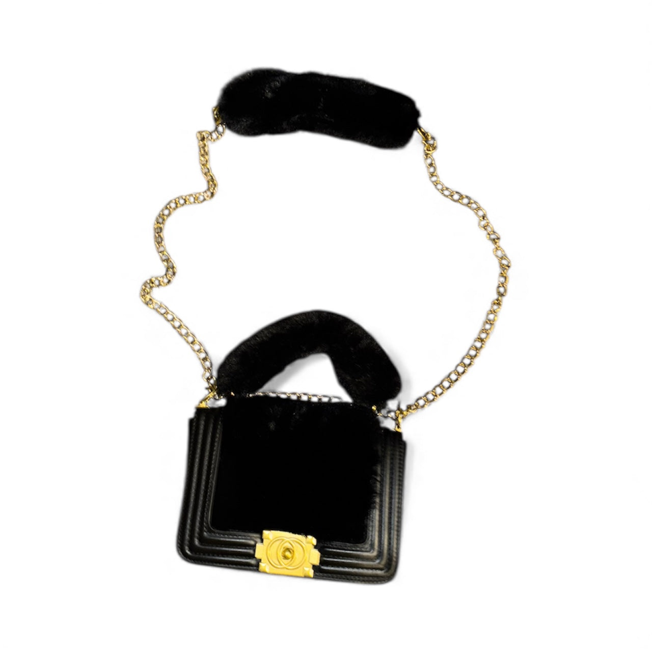 Black fur bag