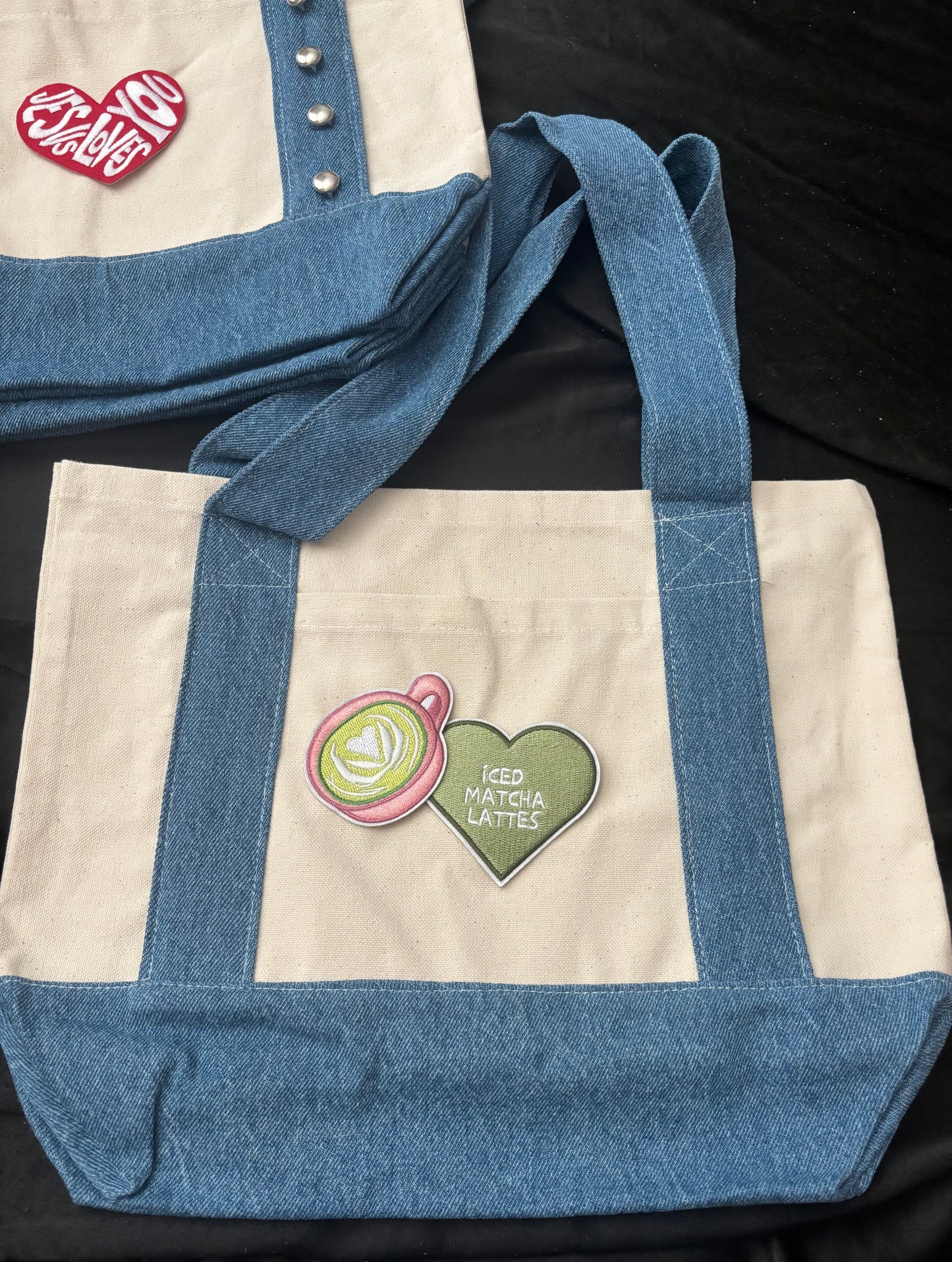 Mini denim Matcha tote