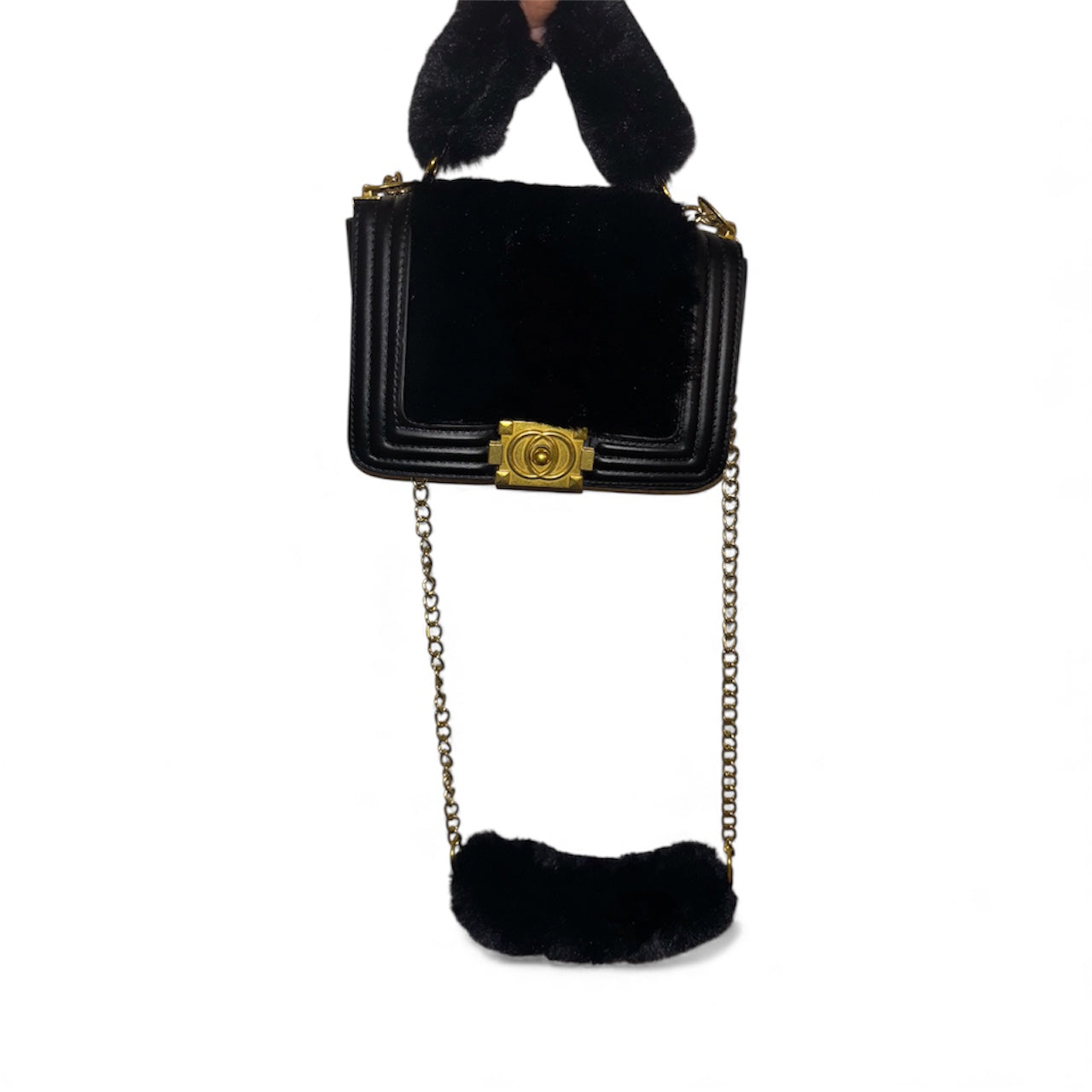 Black fur bag