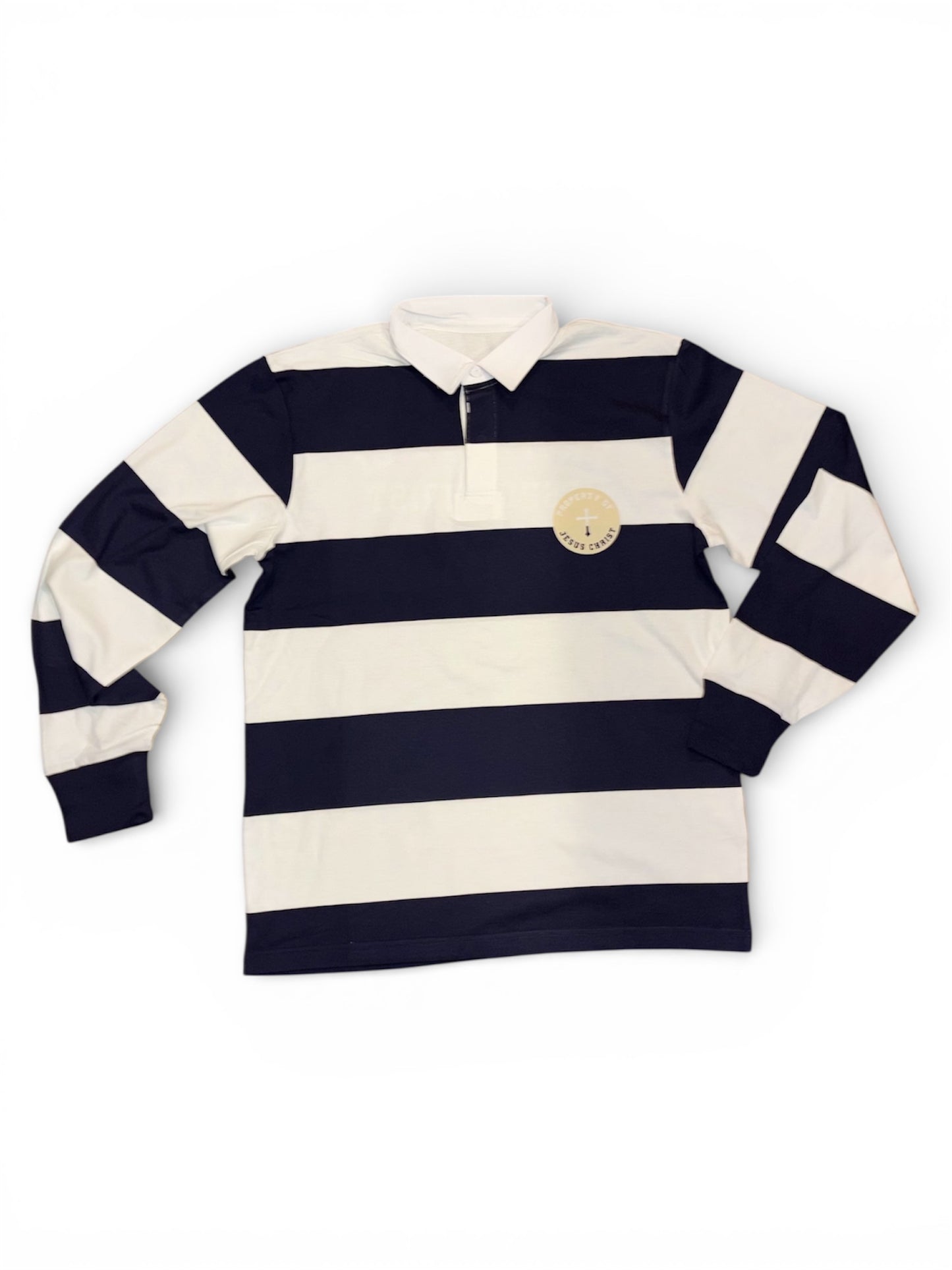 Unisex Premium rugby polo “Property of Jesus Christ”